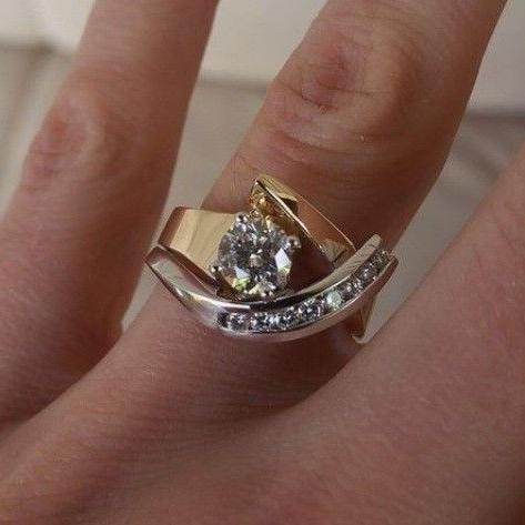 Bague en or 18K et argent 925 avec incrustation de zirconium