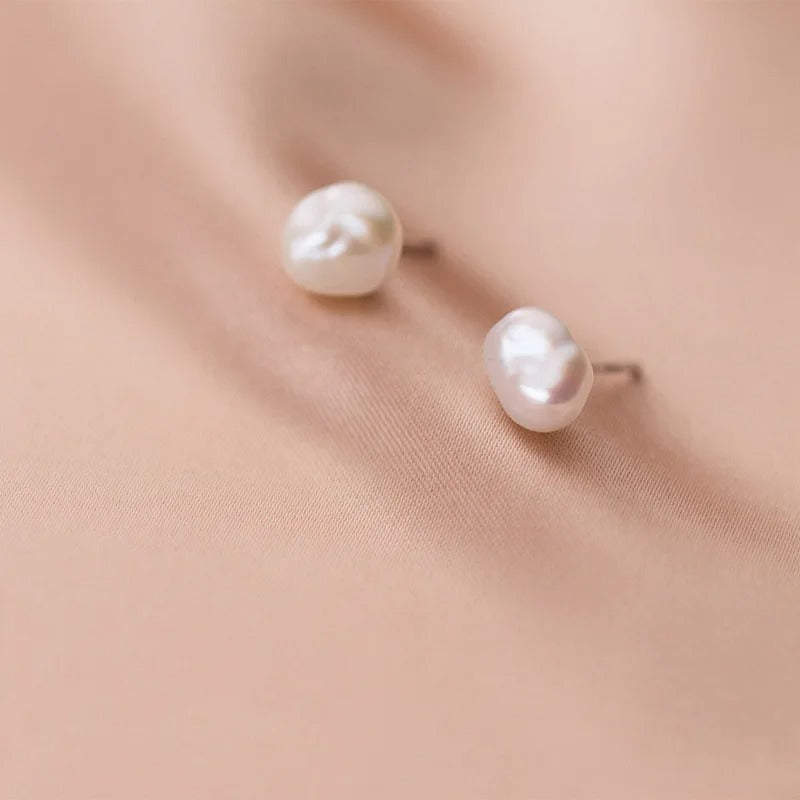 Boucles d'oreilles en perles d'eau douce avec fermoir en argent 925