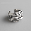 Bague large réglable au design moderniste en argent 925