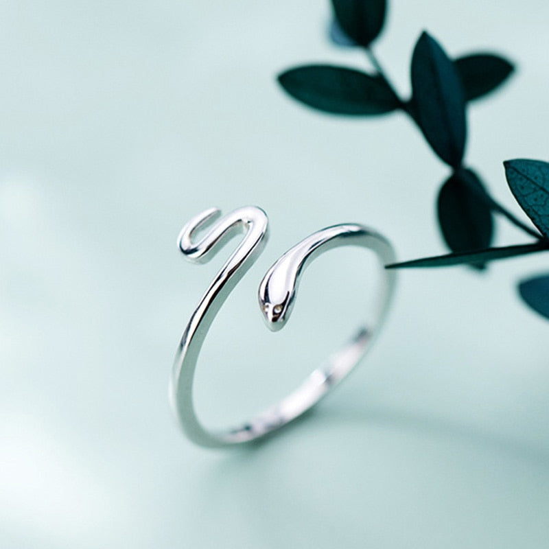 Bague serpent ajustable minimaliste en argent sterling 925
