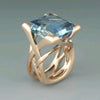 Bague vintage en or rose 18 carats avec incrustation de zirconium