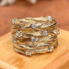 Bague bohémienne en or 18K avec incrustation de zircone