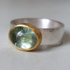 Bague en plaqué or 18K et argent 925 avec incrustation de strass vert