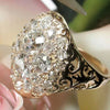 Bague vintage plaquée or 18K pleine de strass